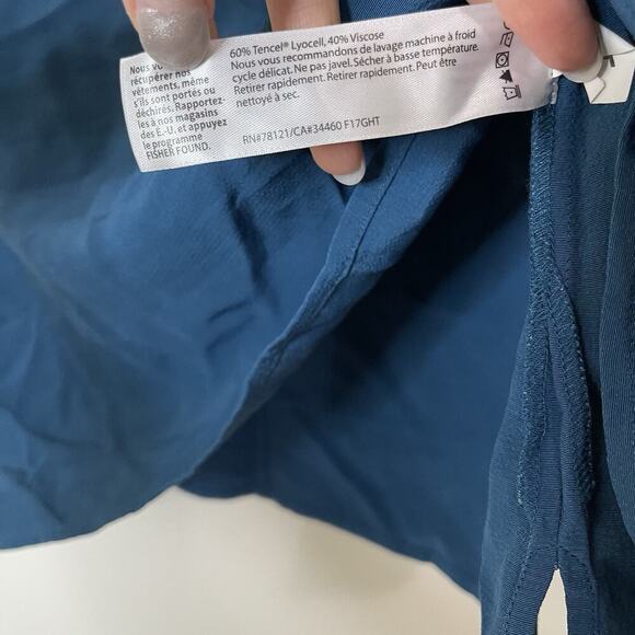 EILEEN FISHER teal blue short sleeve round neck blouse top medium - Picture 3 of 5